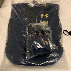UA x Project Rock 60 Navy duffel gym bag backpack